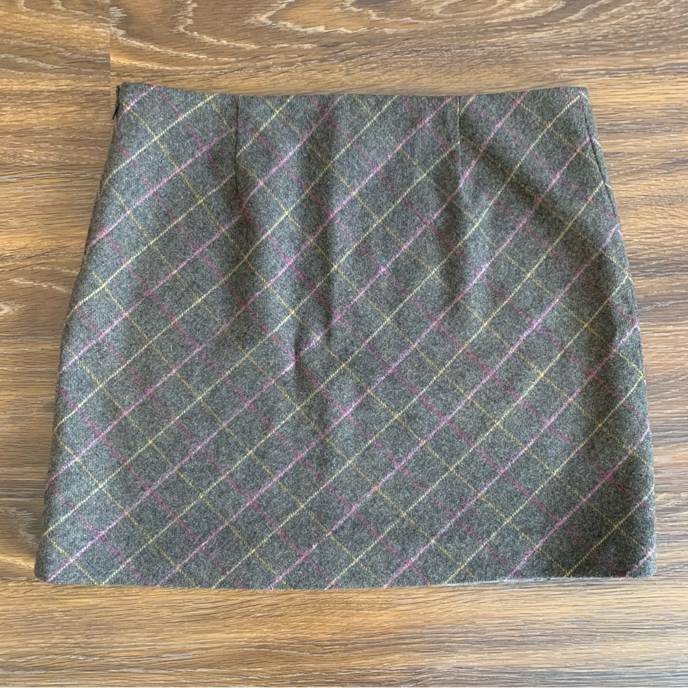 J. Crew 100% wool mini plaid skirt